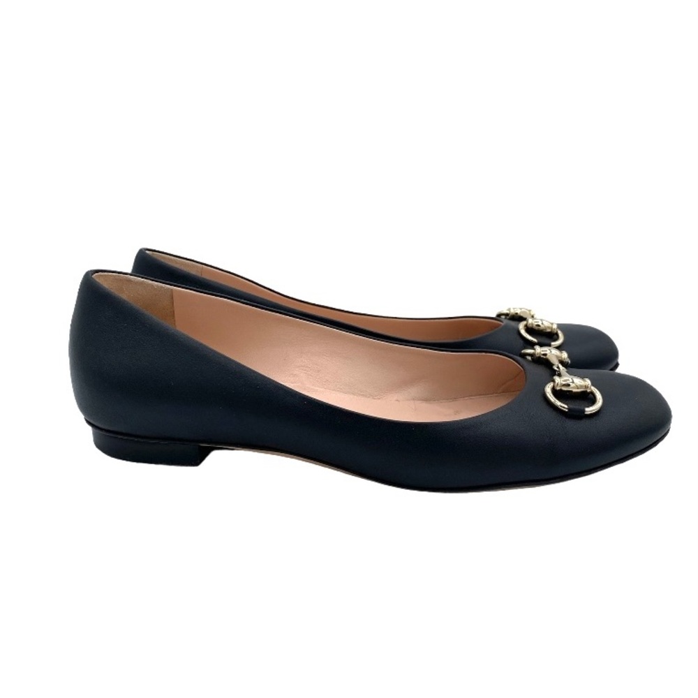 Gucci Black Leather Horsebit Flats - Picture 2 of 7